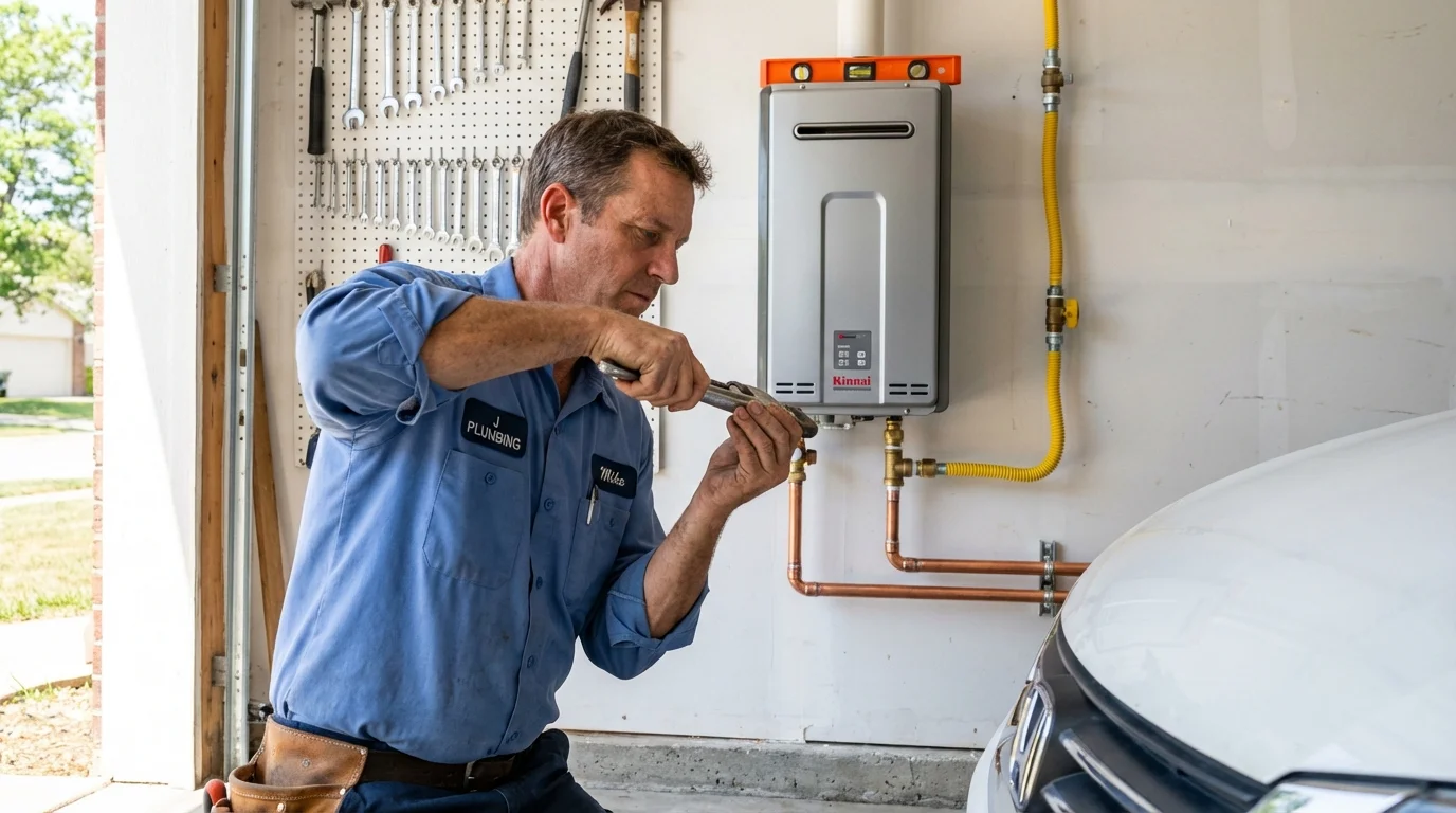 Tankless water heater installation by a Johns Plumbing LLC plumber in Charlotte